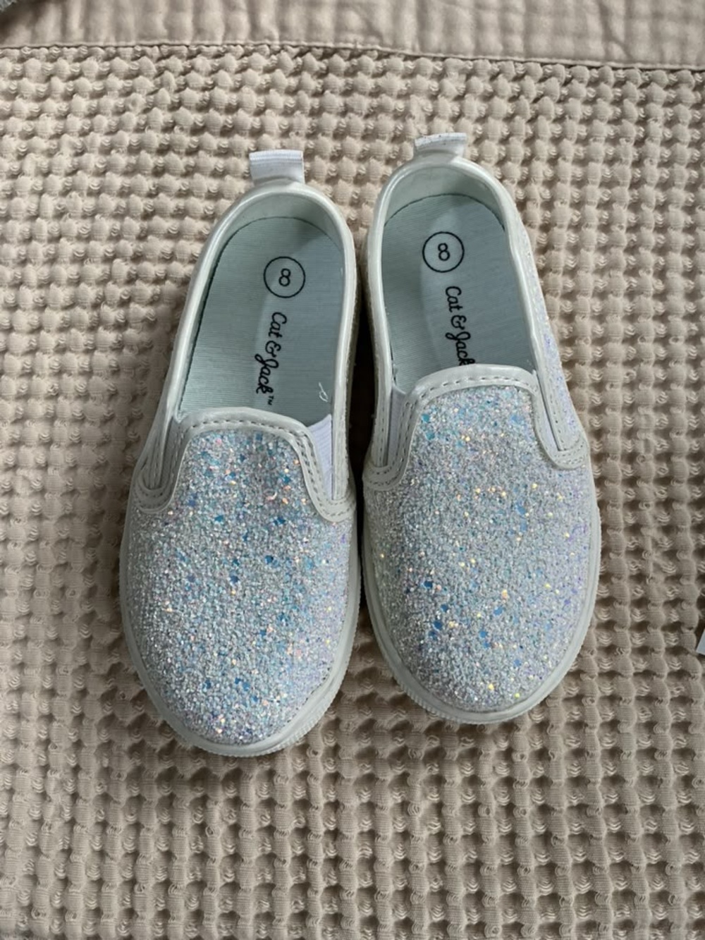 Cat & Jack White Glitter Slip-On Sneakers for Kids